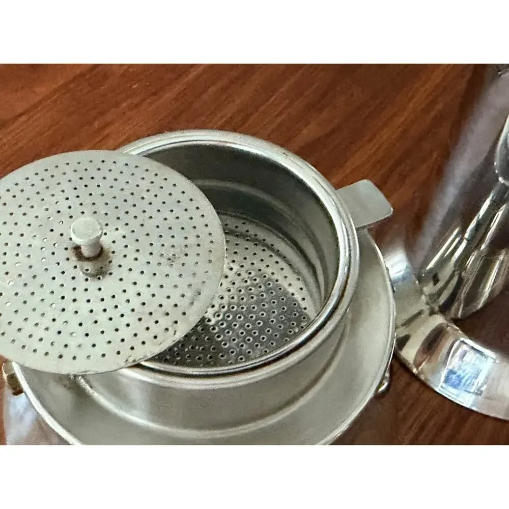 Alessi 9090 Richard Sapper 6-Cup Espresso Vintage Stainless Steel MoMA Design